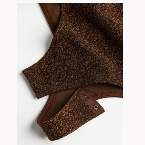 Shimmer chocolate dark brown cami tank bodysuit full bottom night criss cross - Picture 2 of 4